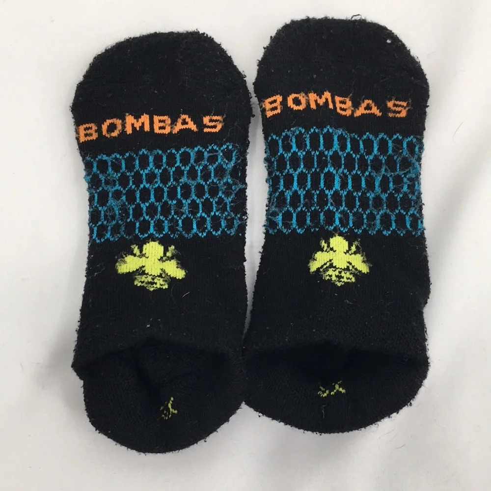 Bombas Black and Blue Ankle Athletic Socks XS